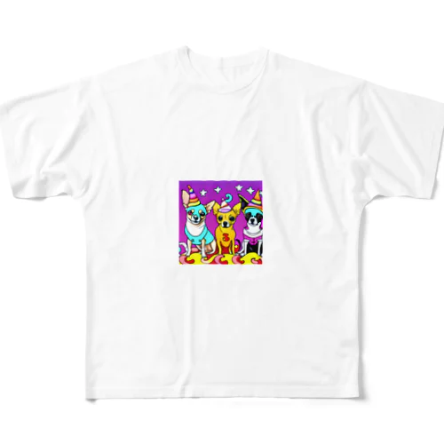 かぼちゃ大騒動！ハロウィン・チワワトリオの楽しいパーティー All-Over Print T-Shirt