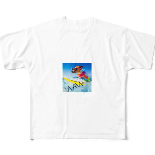 犬 サーフィンデザイン All-Over Print T-Shirt