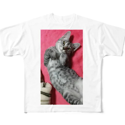 可愛げがあった頃の猫です｡ All-Over Print T-Shirt