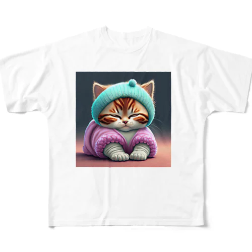 ふうわか猫 フルグラフィックTシャツ