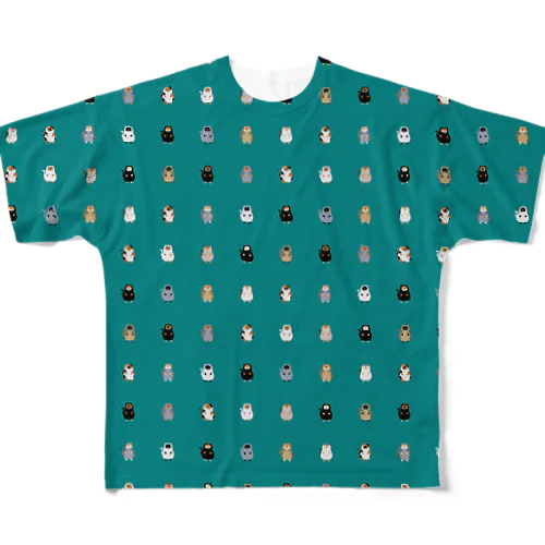 猫かぶりチャウさん　勢ぞろいパターン2 All-Over Print T-Shirt