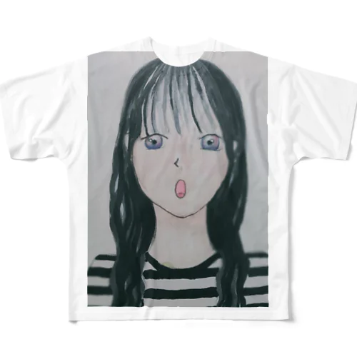 黒髪の女の子 All-Over Print T-Shirt