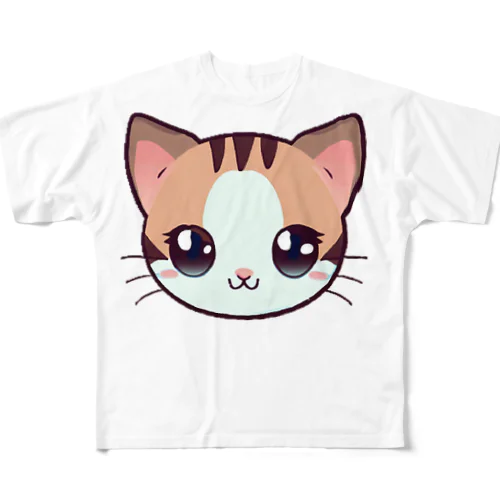 目を輝かせている猫 All-Over Print T-Shirt