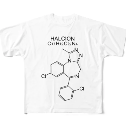 HALCION C17H12Cl2N4-ハルシオン-(Triazolam-トリアゾラム-) All-Over Print T-Shirt