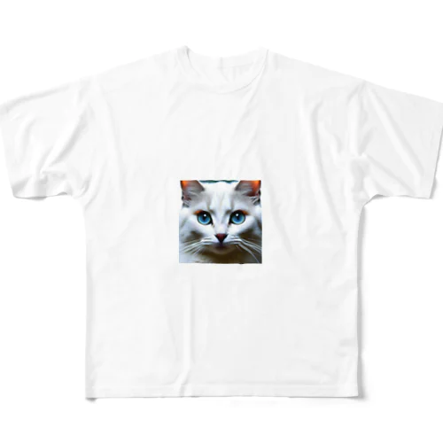 かわいい白猫のイラストグッズ All-Over Print T-Shirt