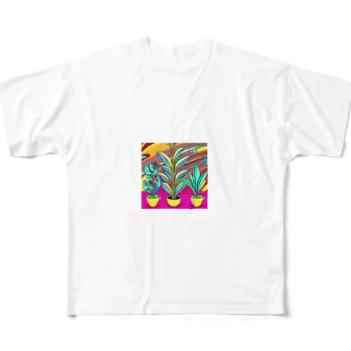 ヴィヴィッド植物 フルグラフィックTシャツ