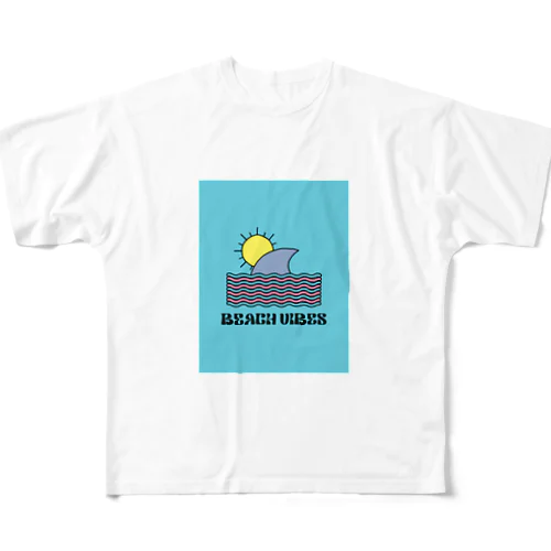 white beach vibesデザイン フルグラフィックTシャツ