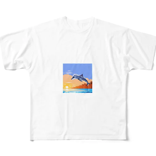 ドット絵のイルカ All-Over Print T-Shirt