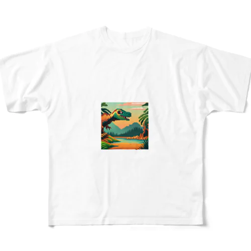 ドット絵ケティオサウルス フルグラフィックTシャツ