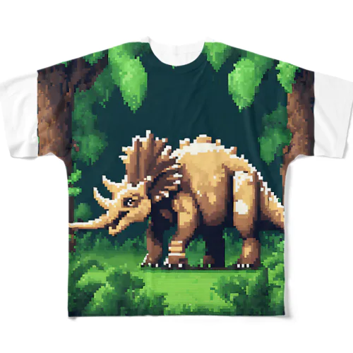 ドット絵トリケラトプスの仲間 All-Over Print T-Shirt