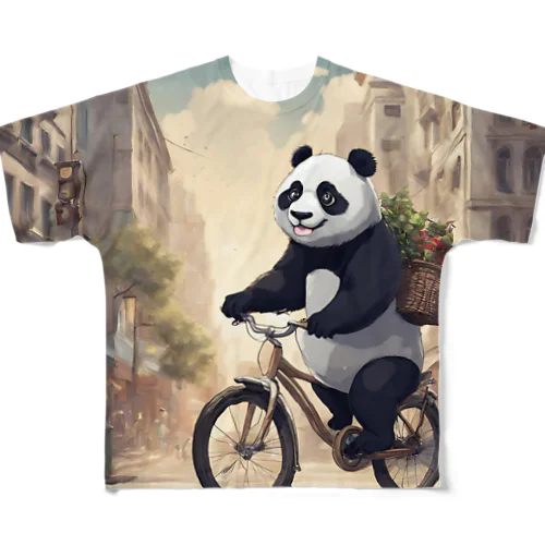 自転車でお買い物パンダくん All-Over Print T-Shirt