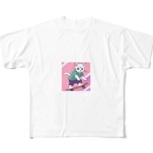 スケボー猫ちゃん2 All-Over Print T-Shirt