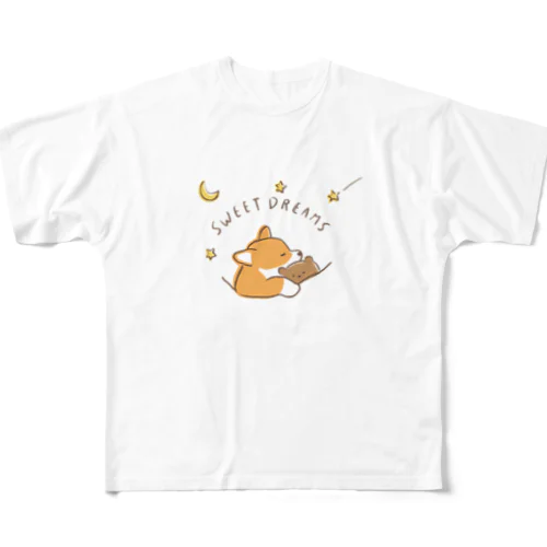 おやすみコーギー(良い夢を　ナイトウェア) フルグラフィックTシャツ