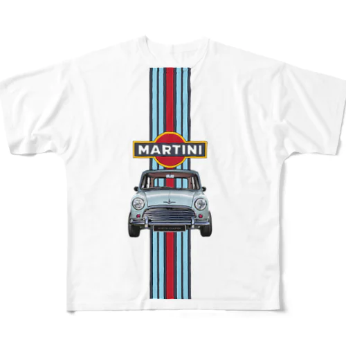 Car illustration old mini フルグラフィックTシャツ