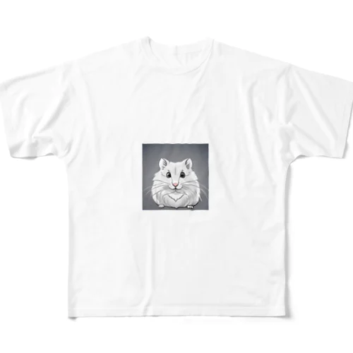 えんぴつ絵のハムスターのグッツ フルグラフィックTシャツ