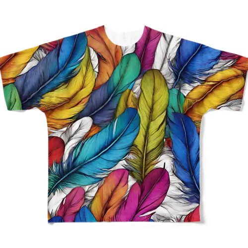 カラフル羽 All-Over Print T-Shirt