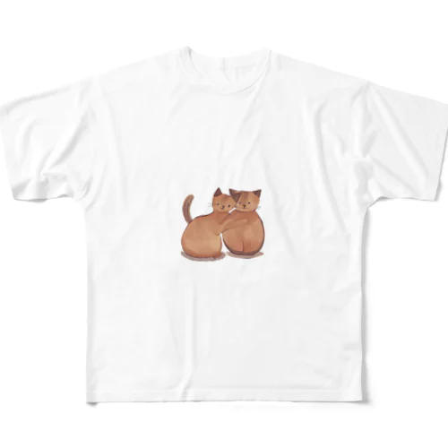 仲良い兄弟猫 All-Over Print T-Shirt