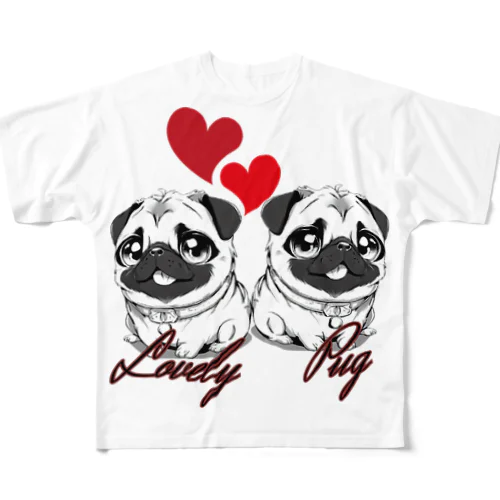 ＬＯＶＥＬＹ　ＰＵＧ（ラブリーパグ） フルグラフィックTシャツ