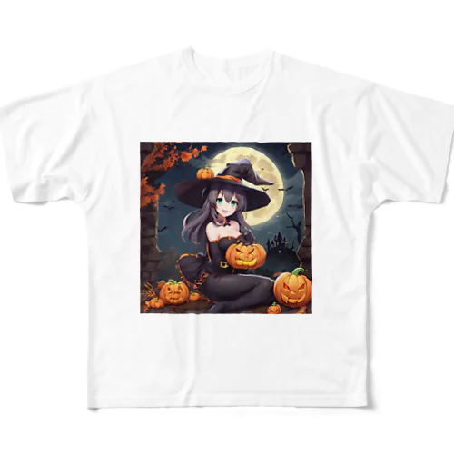 ハロウィン　魔女のお姉さん　リナさん フルグラフィックTシャツ