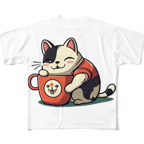 ほっとひとねこ = こはる = フルグラフィックTシャツ