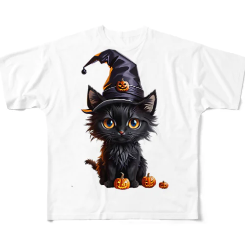 魔女っ子ねこ All-Over Print T-Shirt