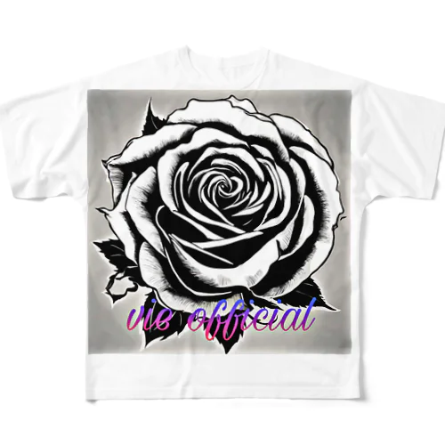 BLACK_rose All-Over Print T-Shirt