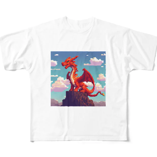 ドット絵のドラゴン フルグラフィックTシャツ