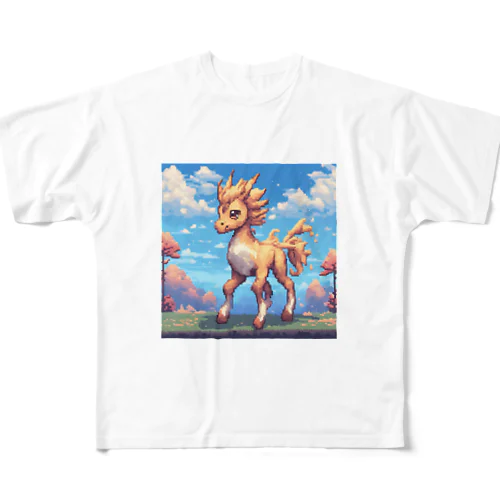 ドット絵の麒麟（キリン） フルグラフィックTシャツ