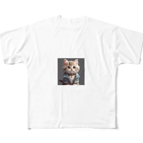 かわいい猫のグッズ フルグラフィックTシャツ