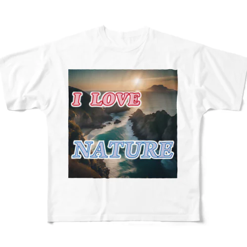 I LOVE NATURE All-Over Print T-Shirt