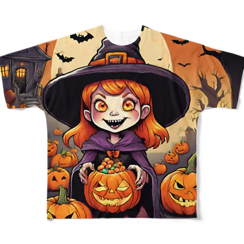 魔女のハロウィン All-Over Print T-Shirt