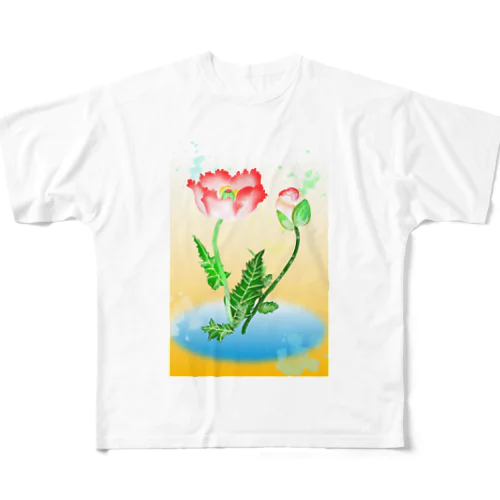 雨上がりの花 フルグラフィックTシャツ