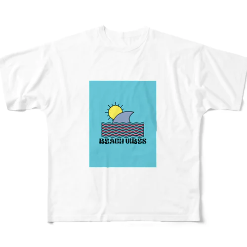 夏のサメ フルグラフィックTシャツ