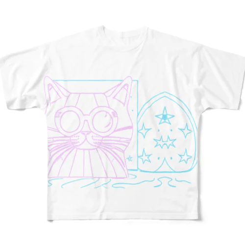 うちゅーねこぱぱのたまご フルグラフィックTシャツ