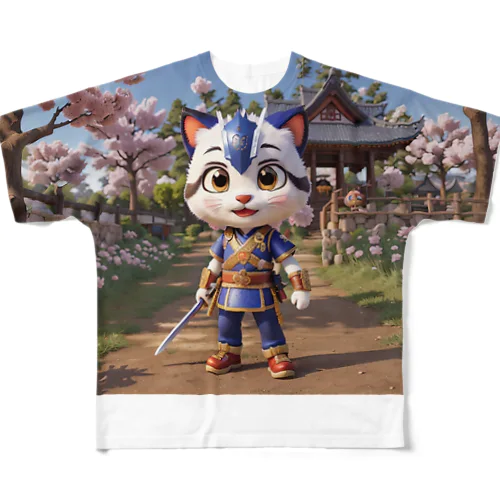 サムライキャット フルグラフィックTシャツ