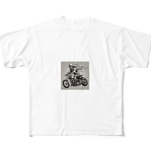 バイクチョッパー走ってる姿渋い フルグラフィックTシャツ