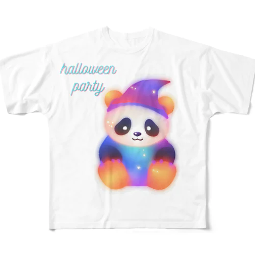 halloween panda フルグラフィックTシャツ