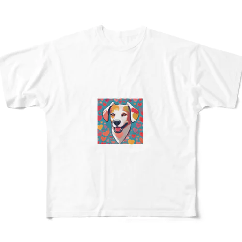 ワンちゃん　ハート柄　 All-Over Print T-Shirt