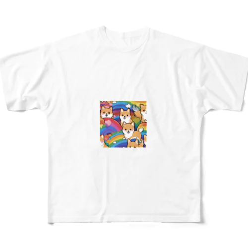 虹と柴犬 All-Over Print T-Shirt