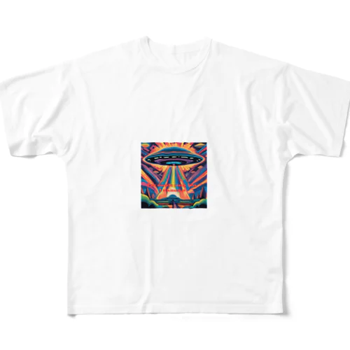 サイケデリック　UFO Encountering the Unknown All-Over Print T-Shirt