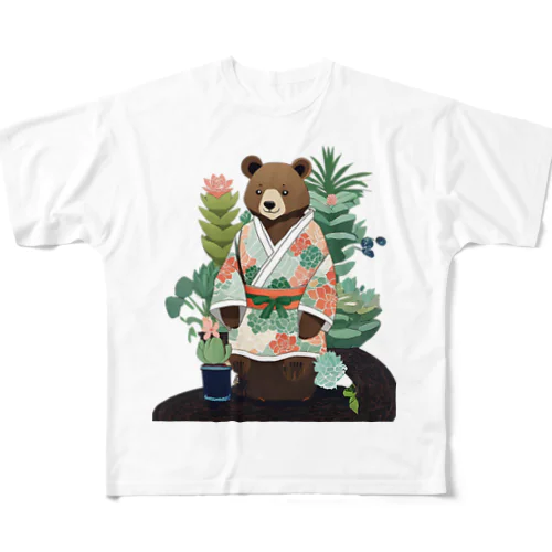 多肉とクマ All-Over Print T-Shirt