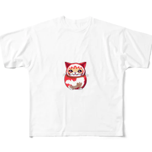 開運ダルマ猫ちゃん All-Over Print T-Shirt