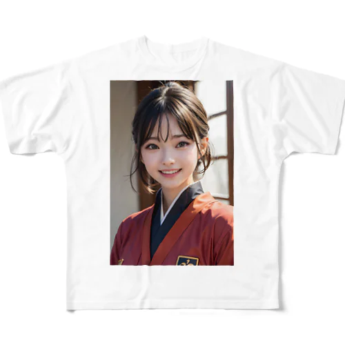 優しく微笑む町娘 フルグラフィックTシャツ