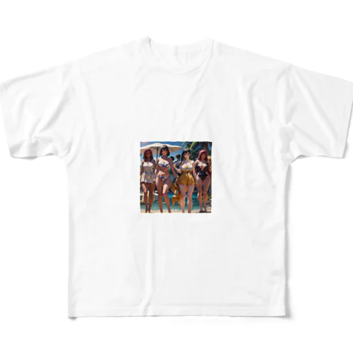 浜辺で撮った仲の良い4姉妹のプレミアムグッズ All-Over Print T-Shirt