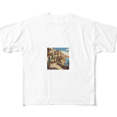 地中海の町並み All-Over Print T-Shirt