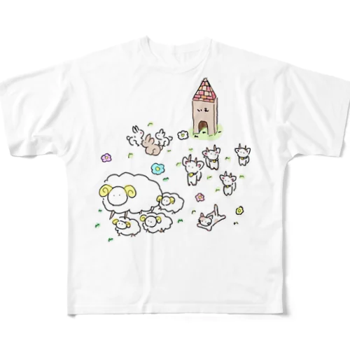 ぼくじょうのどうぶつ All-Over Print T-Shirt