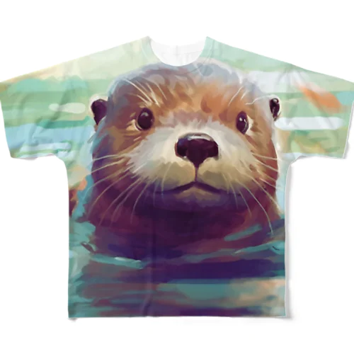 カワウソ フルグラフィックTシャツ