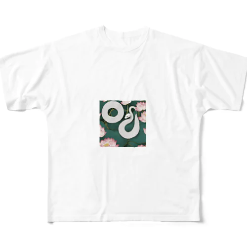 【金運上昇】幸運の白蛇 All-Over Print T-Shirt