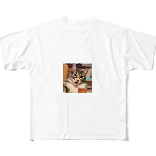 猫猫　泥酔 All-Over Print T-Shirt