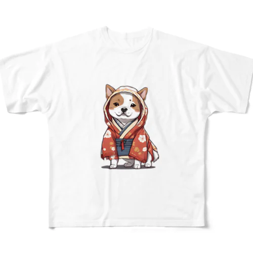 和装わんちゃん All-Over Print T-Shirt